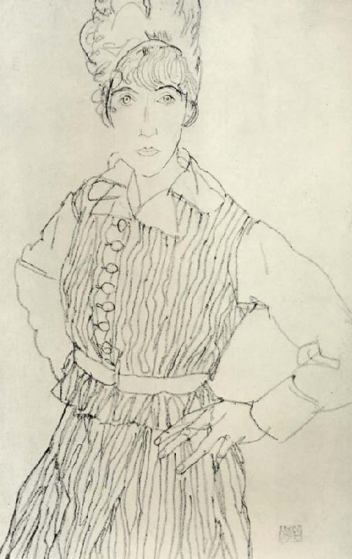 Egon Schiele Portrait of Edith Schiele Standing